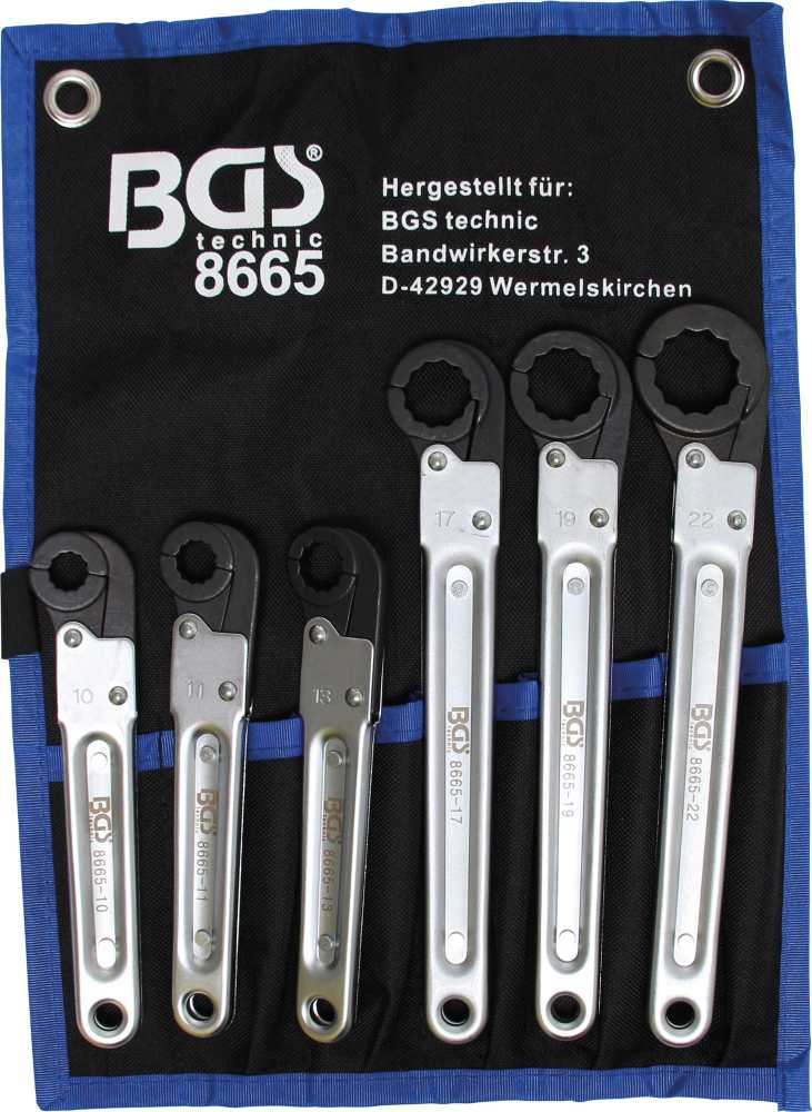 Bgs Technic Terkšlinių raktų vamzdelių jungtims rinkinys BGS | 10–22 mm | 6 vnt. (8665)