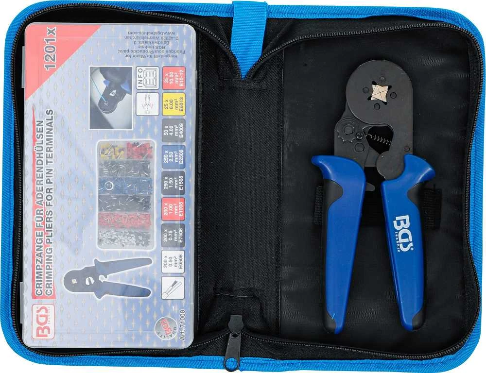Bgs Technic Užspaudimo replės movoms 0,25–10 mm² | su laidų gnybtų asortimentu 0,5 - 10 mm² (71000B)