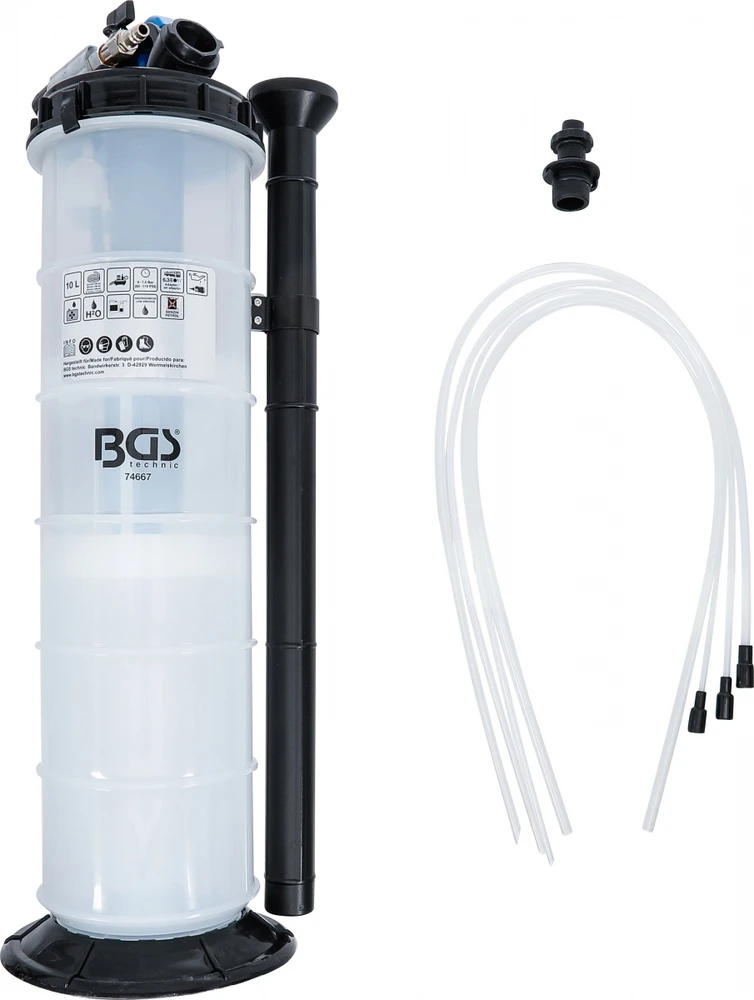 Bgs Technic Vakuuminė skysčių nusiurbimo pompa | pneumatinė ir rankinė | 10 l (74667)