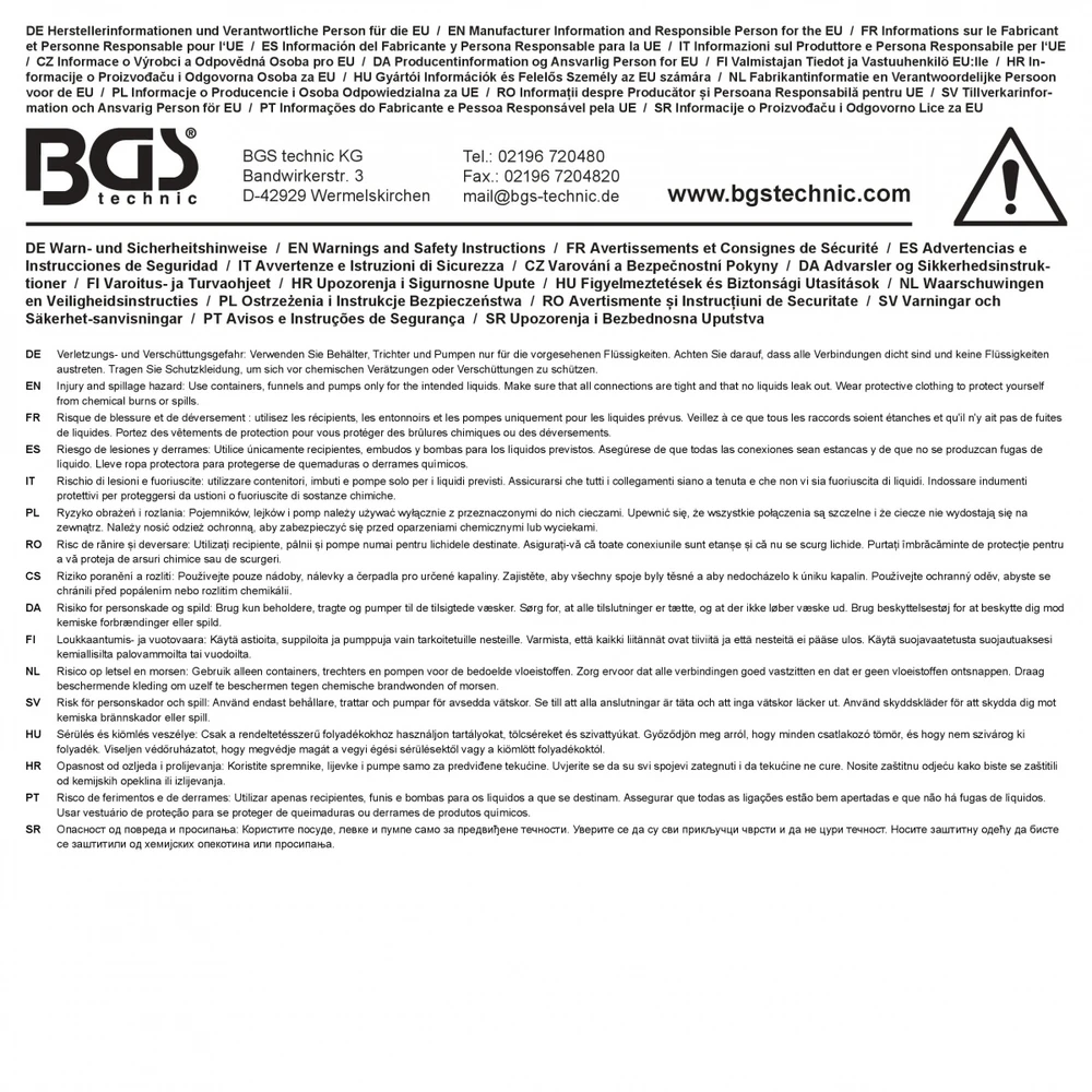 Bgs Technic Vakuuminė skysčių nusiurbimo pompa | pneumatinė ir rankinė | 10 l (74667)