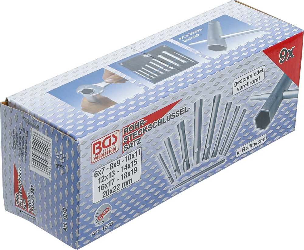 Bgs Technic Vamzdinių raktų rinkinys | 6x7 - 20x22 mm | 8 vnt. (1218)