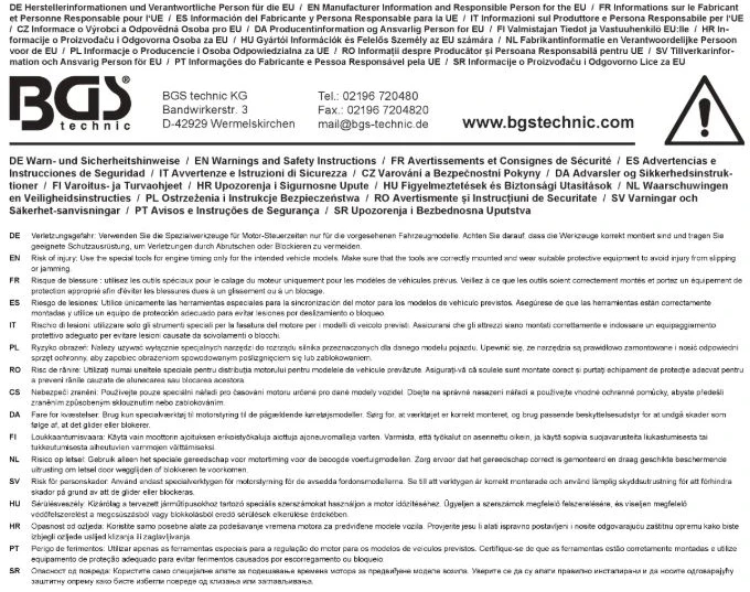 Bgs Technic Variklio fiksavimo įrankių rinkinys PSA 1,0 / 1,2 l, 8 vnt., 1/3 įdėkle BGS (74776)