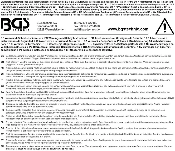Bgs Technic BGS variklio paskirstymo fazių fiksavimo rinkinys | Opel 2,2 l 16V Z22SE / Z22YH | 1/3 dėklas (62506)