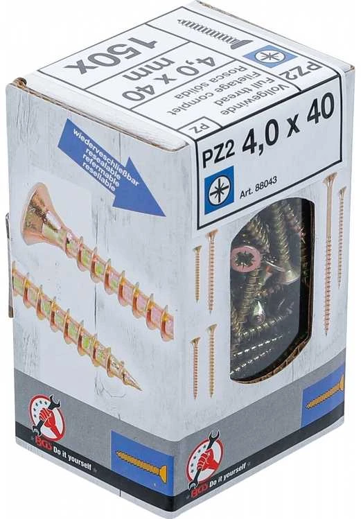 Bgs Technic Varžtai su kryžmine galvute PZ2 | 4.0 x 40 mm | galvanizuoti | 150 vnt. (88043)