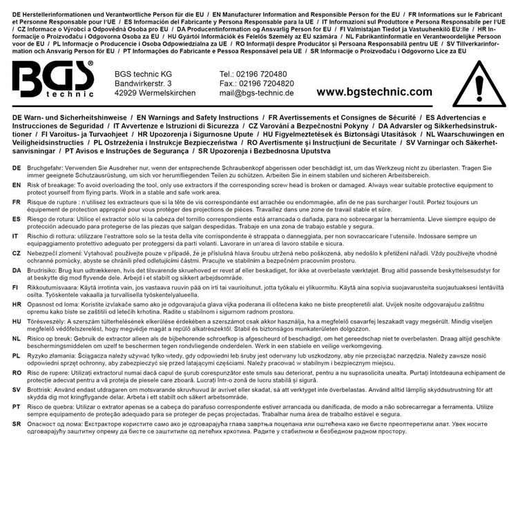 Bgs Technic Varžtų ir veržlių ištraukimo rinkinys su nupjovikliais | 26 vnt. (74581B)