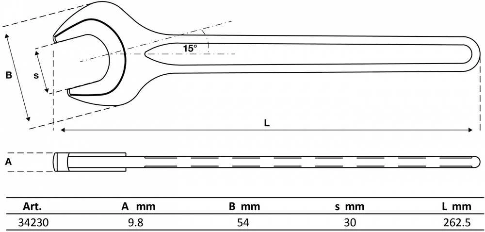 Bgs Technic Veržliaraktis atviru galu vienpusis 30 mm (34230)