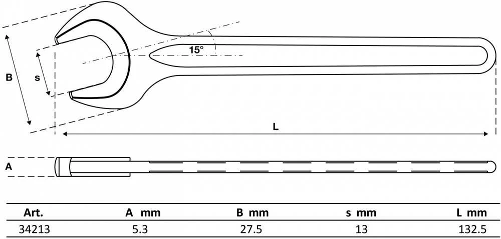Bgs Technic Veržliaraktis atviru galu vienpusis 13 mm (34213)