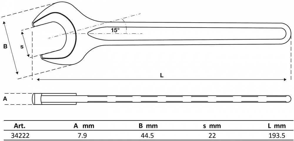Bgs Technic Veržliaraktis atviru galu vienpusis 22 mm (34222B)