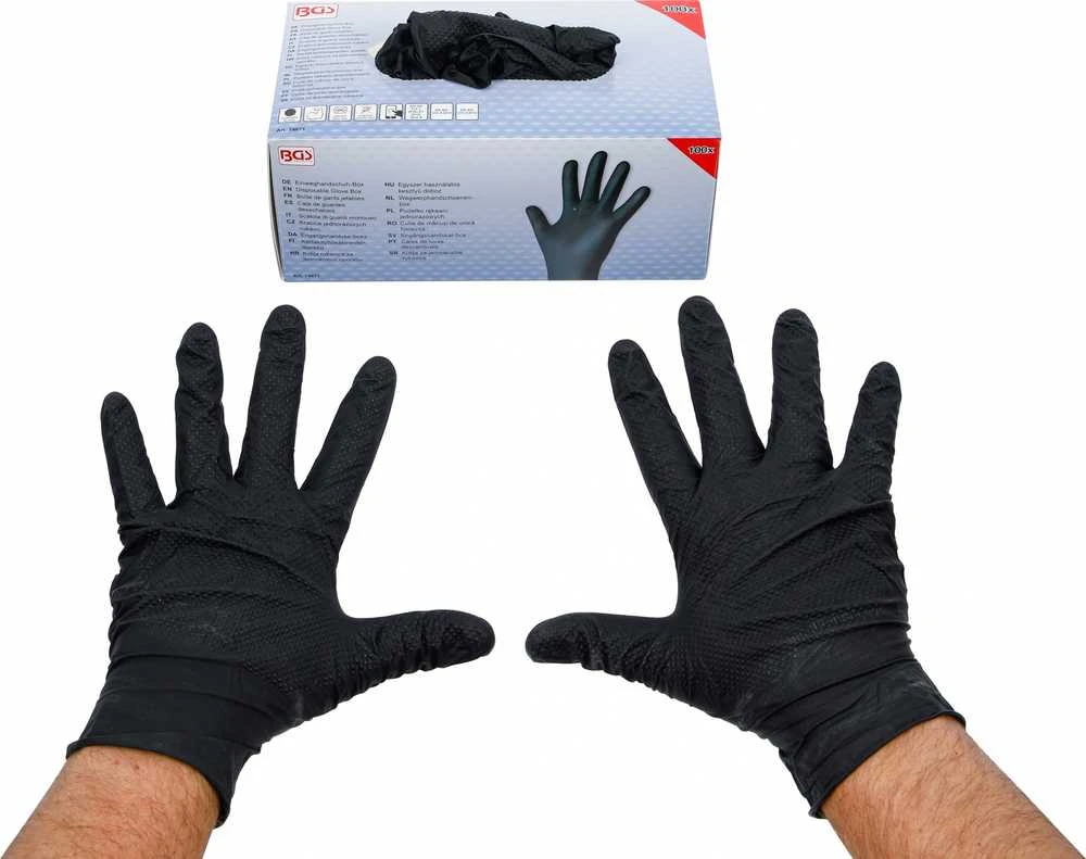 Bgs Technic Vienkartinių pirštinių dėžutė | Nitrilas | su papildomu sukibimu | Gr. XL | 100 vnt. (74671)