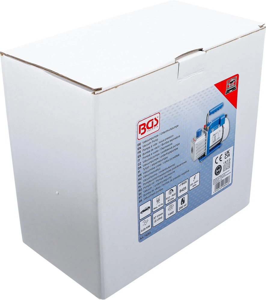 Bgs Technic Vienpakopis vakuumo siurblys BGS | 57 l/min | 0,25 kW | R12, R22, R134a (74263)