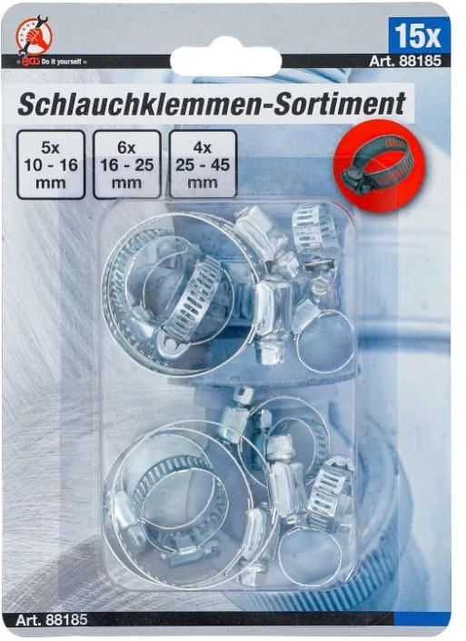 Bgs Technic Žarnų sąvaržų rinkinys | Ø 10 - 45 mm | 15 vnt. (88185)