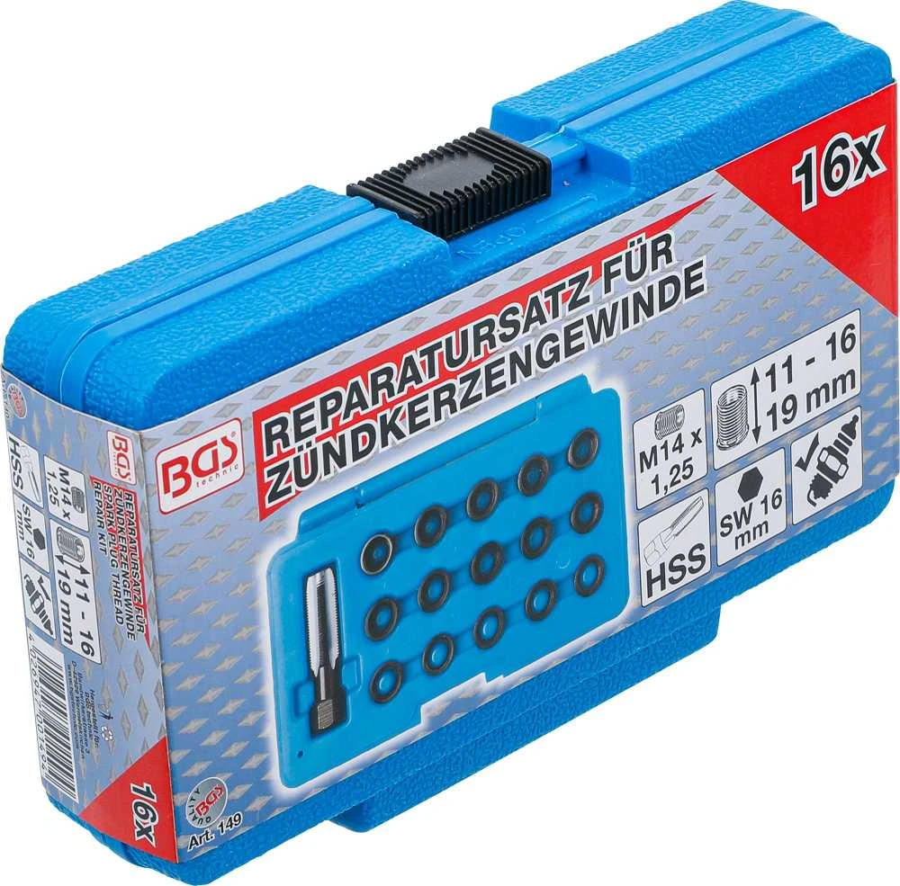 Bgs Technic Žvakės sriegio lizdo remonto rinkinys | M14 x 1,25 mm | 16 vnt. (149)