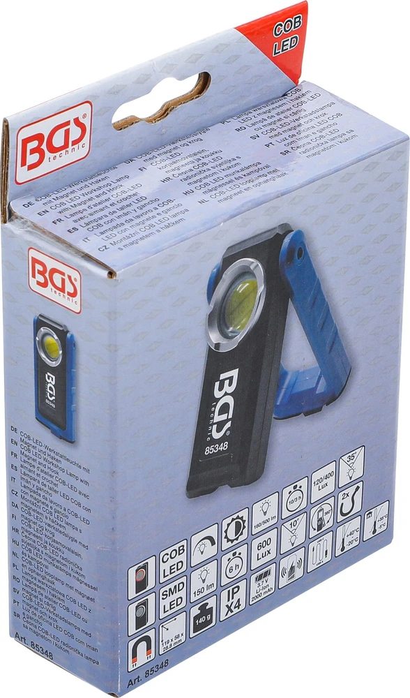 Bgs Technic Akumuliatorinė darbo lempa BGS | 500 lm | su magnetu ir belaidžio įkrovimo padėklu (85348)