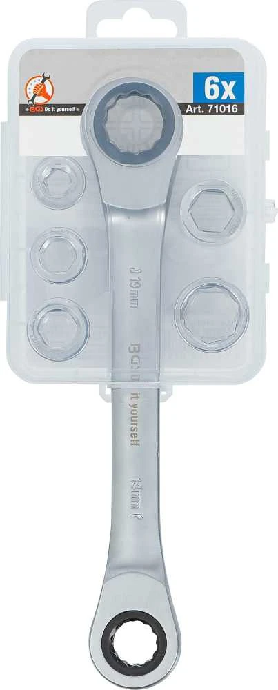 Bgs Technic Dvipusis terkšlinis veržliaraktis su adapterių rinkiniu | 8 - 19 mm | 6 vnt. (71016)