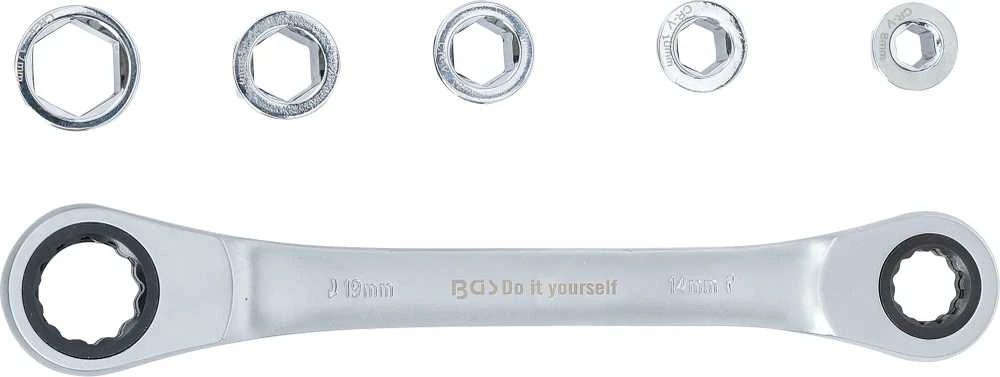 Bgs Technic Dvipusis terkšlinis veržliaraktis su adapterių rinkiniu | 8 - 19 mm | 6 vnt. (71016)