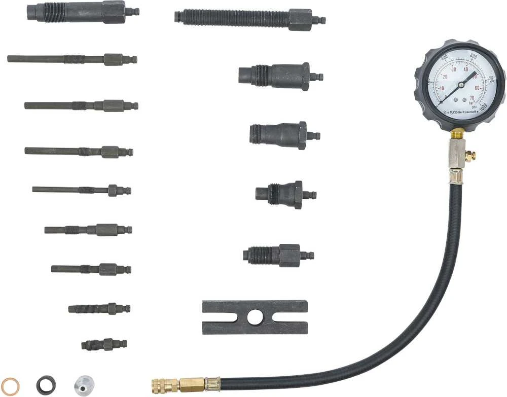 Bgs Technic Dyzelinis kompresijos matuoklis su adapteriais (62660)