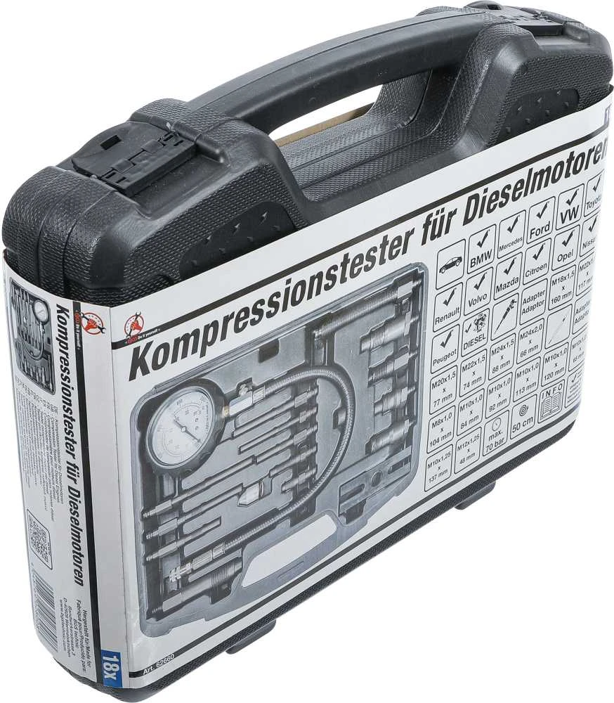 Bgs Technic Dyzelinis kompresijos matuoklis su adapteriais (62660)