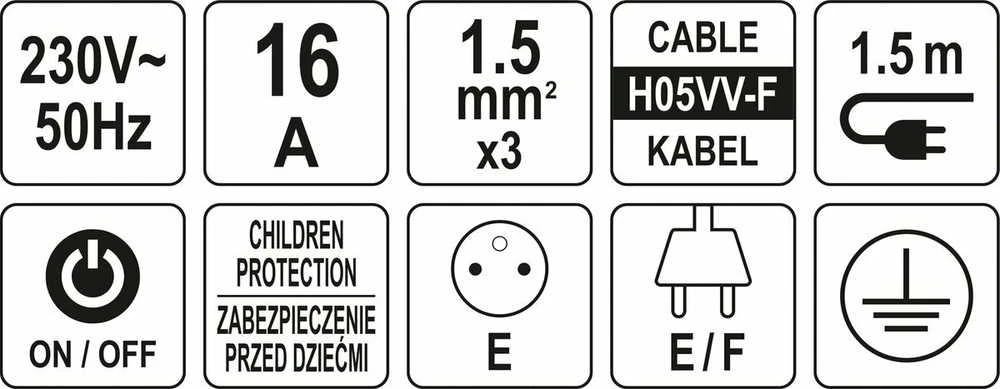 STHOR ilgintuvas / juostelė su įžeminimu, 5 lizdai, 1,5 m