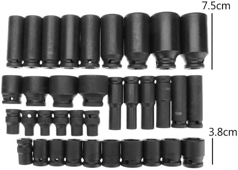 Smūginių ilgų ir trumpų galvučių rinkinys | CR-MO | 8–32 mm | 35 vnt. (SS35M)
