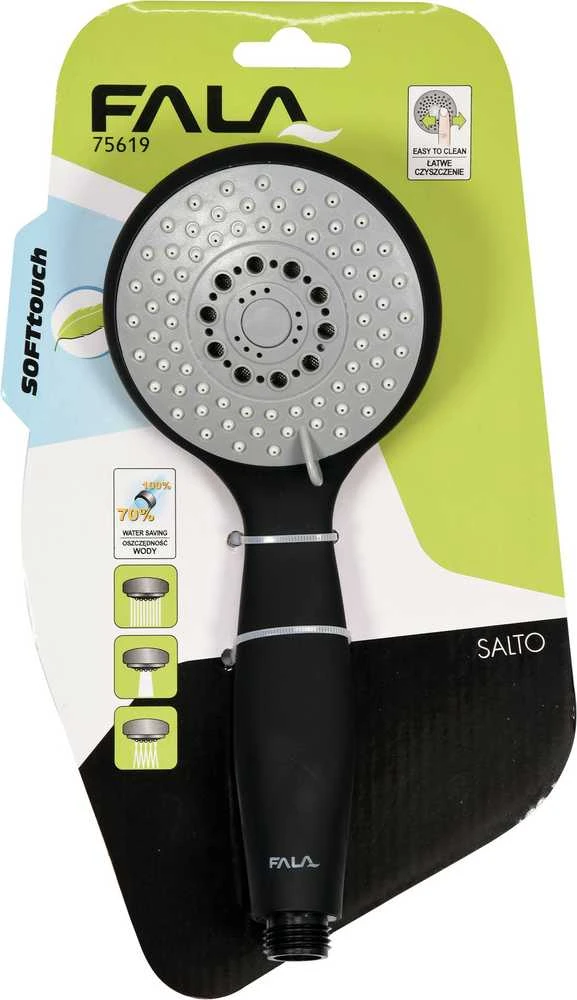 Toya Sa Poland Dušo galvutė 3-jų funkcijų, juoda "Salto juodas" (75619)
