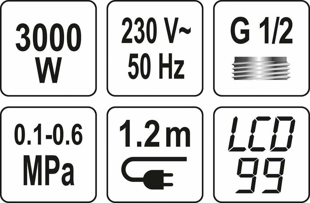 Fala Toya Sa Poland Elektrinis vandens šildytuvas / maišytuvas su dušu | LCD | KATLA-4 (75924)