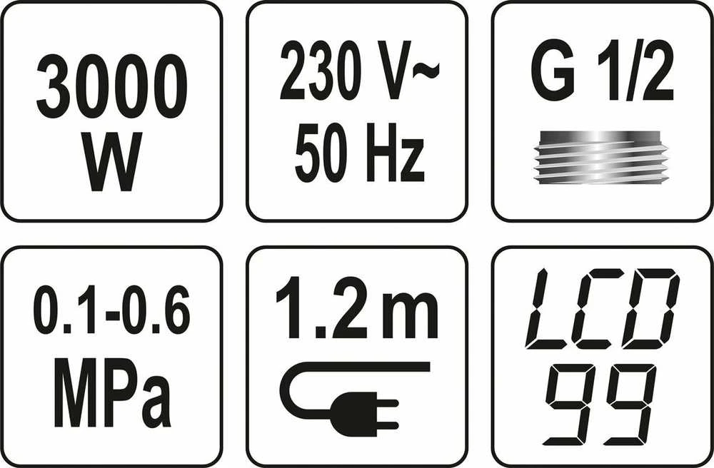 Fala Elektrinis momentinis vandens šildytuvas su dušu LCD KATLA3, 3kW
