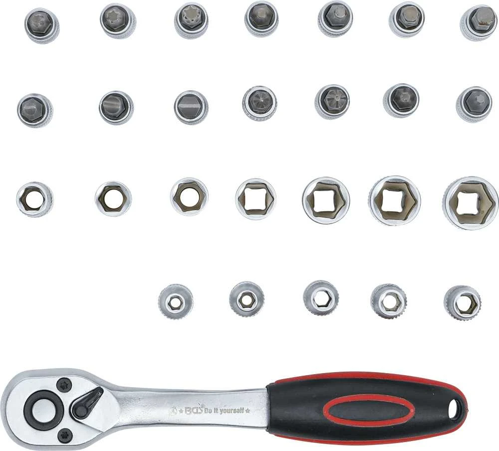 Bgs Technic Galvučių ir antgalių rinkinys su terkšle | 6.3 mm (1/4") | 4-13 mm | 27 vnt. (15105)