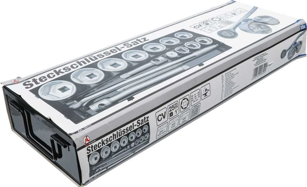Bgs Technic Galvučių ir rakto rinkinys | 25 mm (1") | 36-80 mm | 15 vnt. (15111)