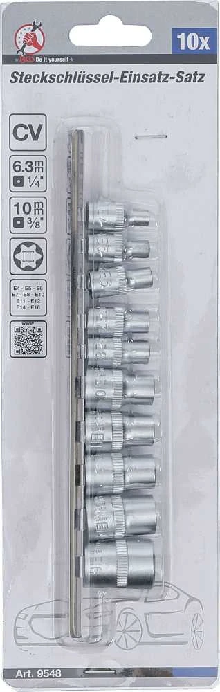 Bgs Technic Galvučių rinkinys E-Tipas | 6,3 mm (1/4") / 10 mm (3/8") | E4 - E16 | 10 vnt. (9548)
