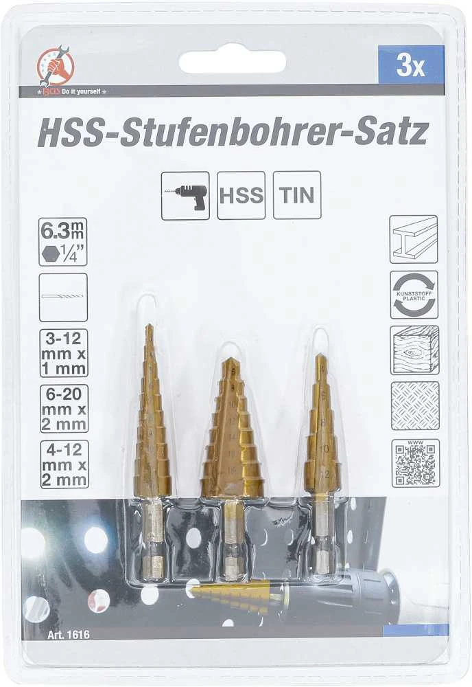 Grąžtas Bgs Technic Grąžtai skylės (pa)platinimui pakopiniai | 3-20 mm | 3 vnt. (1616)
