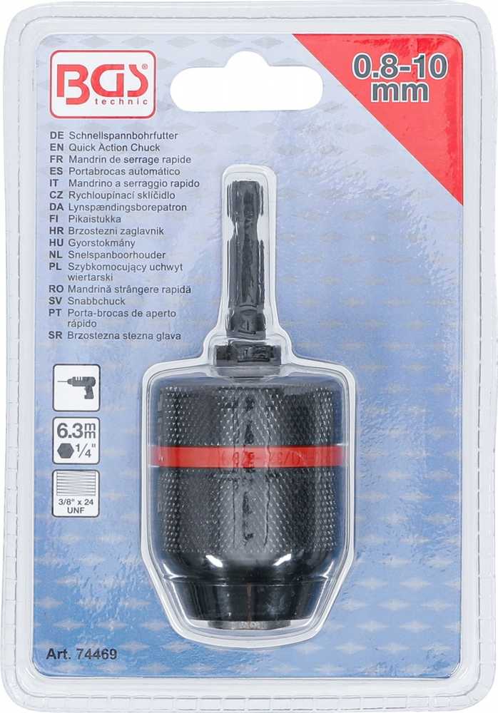Grąžtas Bgs Technic Greito užspaudimo griebtuvas | metalinis | 6,3 mm (1/4") x 20 UNF | 0,8–10 mm (74469)