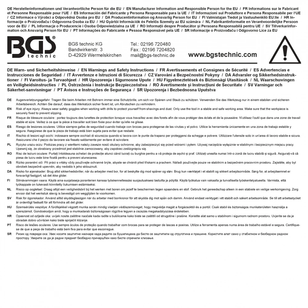 Grąžtas Bgs Technic HSS spiralinių grąžtų rinkinys | 14–25,5 mm | 8 vnt. (72131)