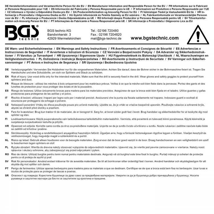 Grąžtas Bgs Technic Įgilinimo grąžtų rinkinys | 8 vnt. (50793)