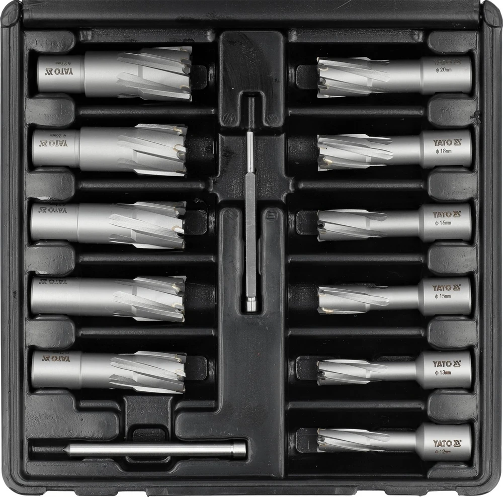 Grąžtas Toya Sa Poland TCT karūninių grąžtų rinkinys magnetinėms gręžimo staklėms 12–27 mm, 13 vnt. (YT-43413)