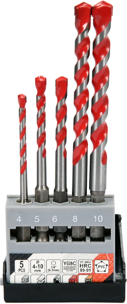 Grąžtas YATO grąžtai UNIWERSALNE HEX KPL. 5szt. 4-10mm