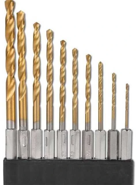 Grąžtas Bgs Technic Grąžtų rinkinys su Hex 6.3 mm (1/4") galu | titano nitridas | 1.5 - 6 mm | 10 vnt. (50801)