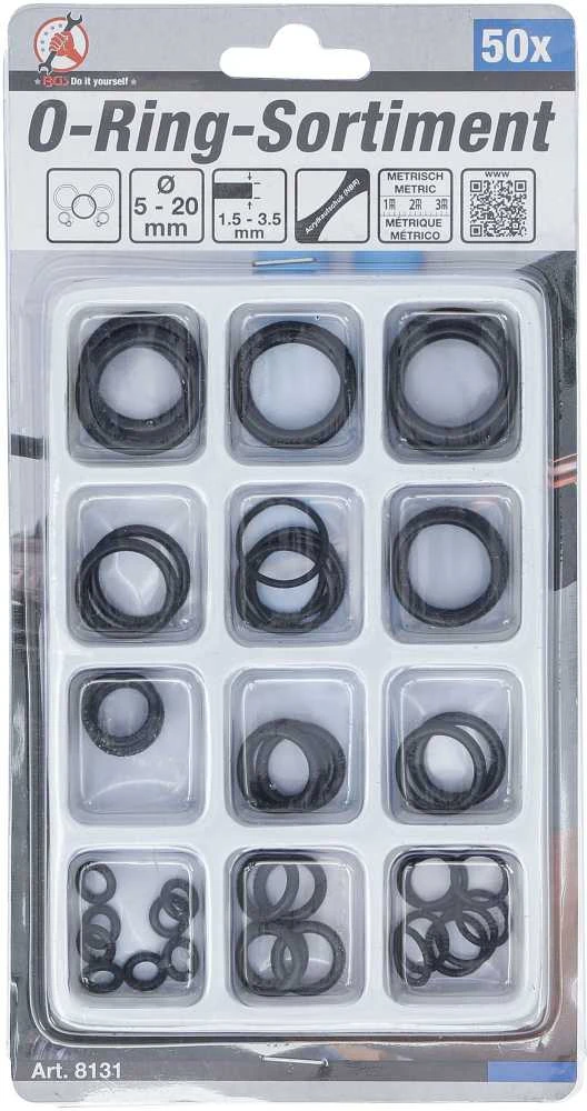 Bgs Technic Guminių tarpinių / manžetų asortimentas | Ø 5-20 mm | 50 vnt. (8131)