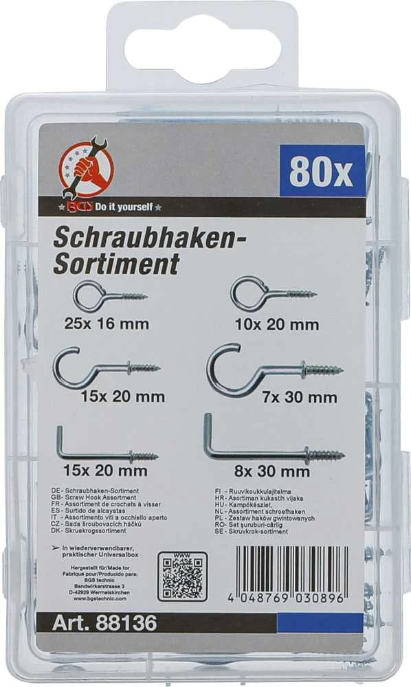 Bgs Technic Įsukamų kilpų asortimentas | 80 vnt. (88136)
