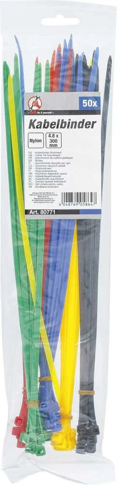 Bgs Technic Kabelių jungčių asortimentas | spalvoti | 4.8 x 300 mm | 50 vnt. (80771)