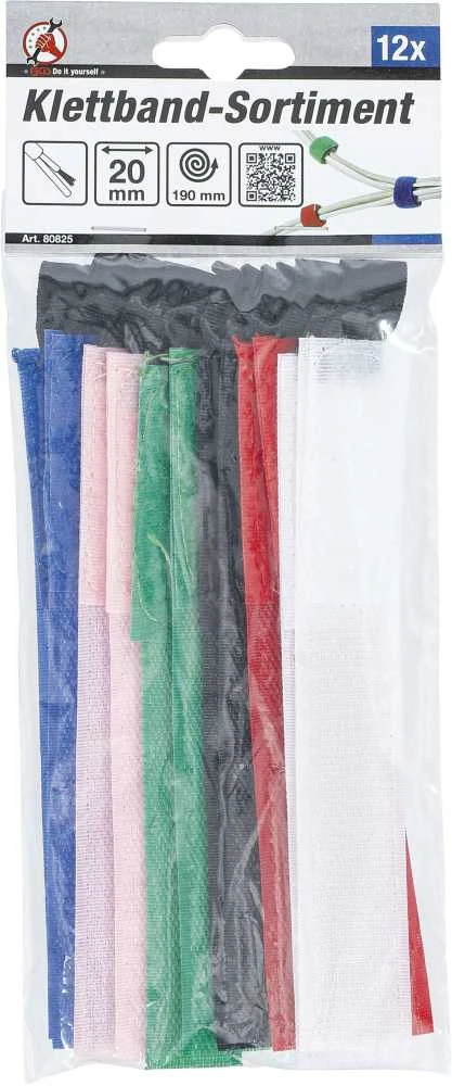 Bgs Technic Kabelių raiščių asortimentas (velcro) | 20 x 190 mm | 12 vnt. (80825)
