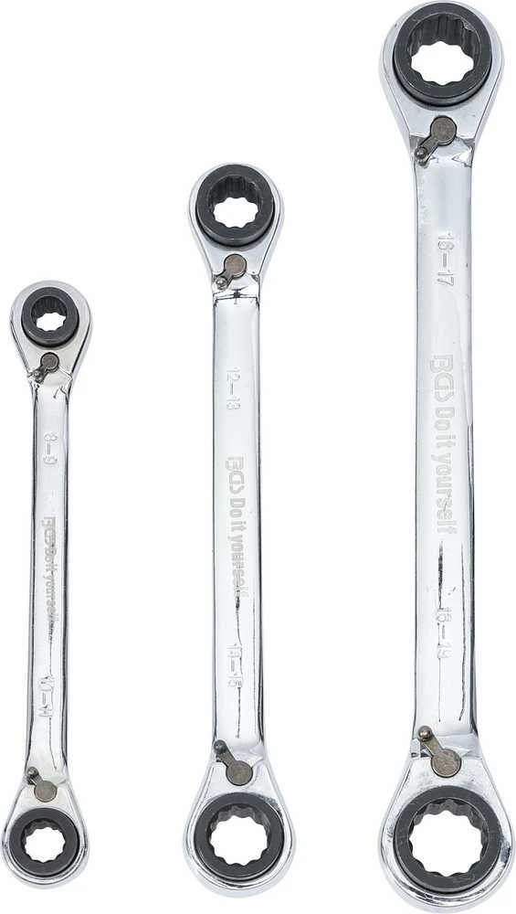 Bgs Technic Kilpinių terkšlinių raktų rinkinys | su reversu | 4 viename | 8 x 9 - 18 x 19 mm (6837)