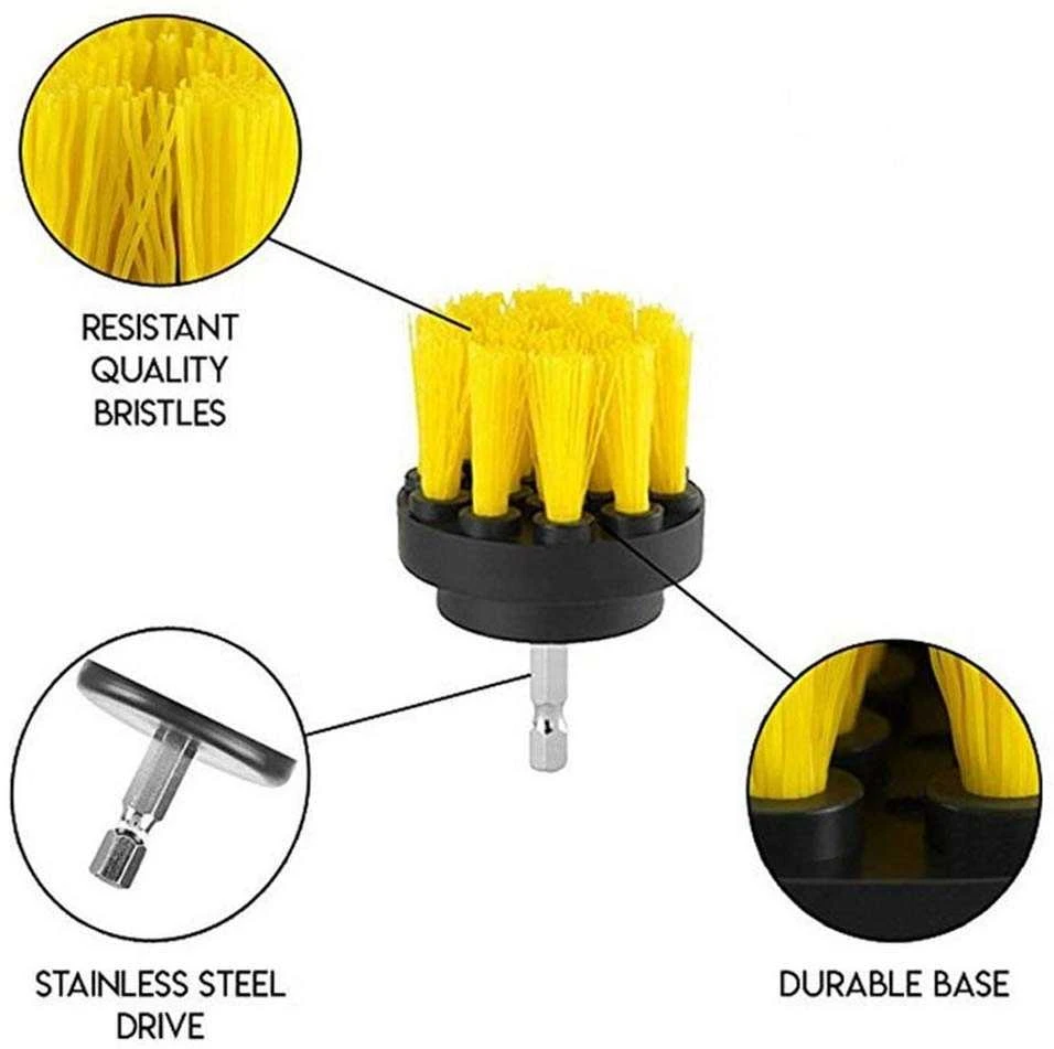 Kingrony Šepečių rinkinys su Hex 6.3 mm (1/4") galu | Nailonas | 3 vnt. (DB003)