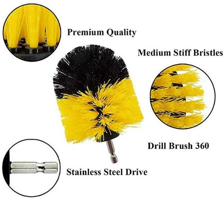 Kingrony Šepečių rinkinys su Hex 6.3 mm (1/4") galu | Nailonas | 3 vnt. (DB003)