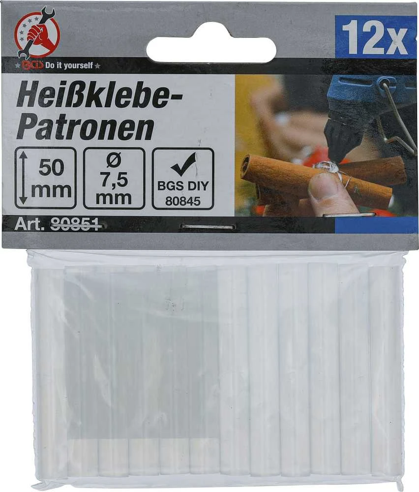 Bgs Technic Klijų lazdelės | skaidrios | Ø 7.5 mm, 50 mm | 12 vnt. (80851)
