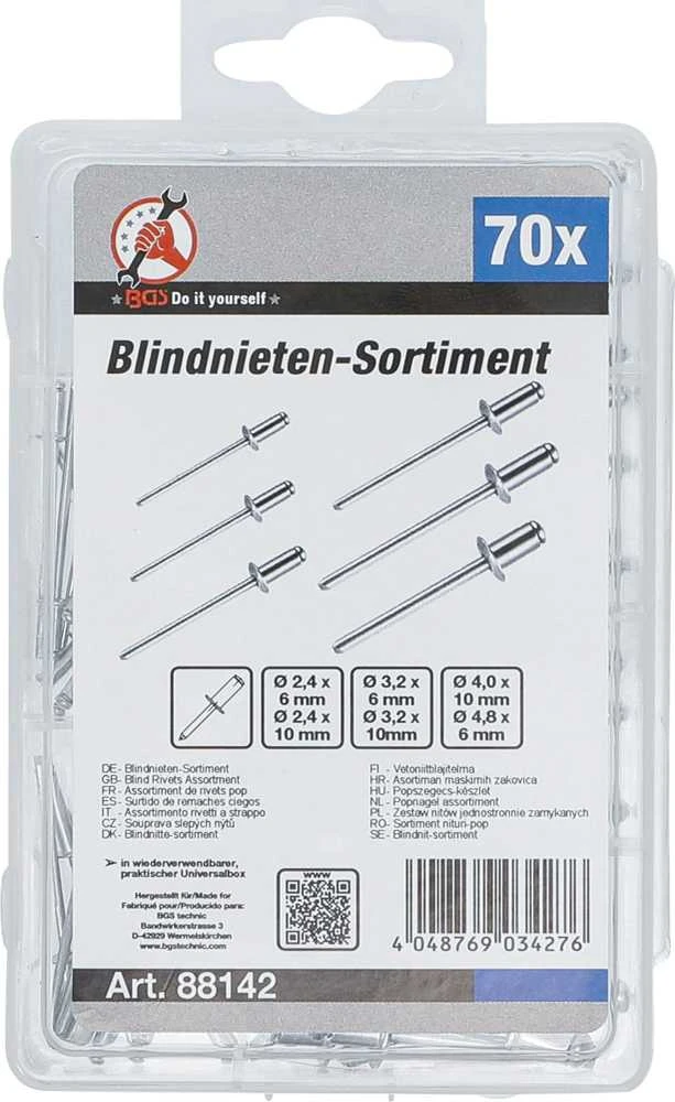 Bgs Technic Kniedžių asortimentas | Ø 2.4-4.8 mm | 70 vnt. (88142)
