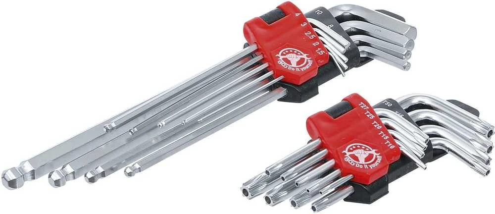 Bgs Technic L tipo raktų rinkinys | ilgi | T-Star (Torx) T10 - T50 / Hex šešiakampis 1,5 - 10 mm | 18 vnt. (822)