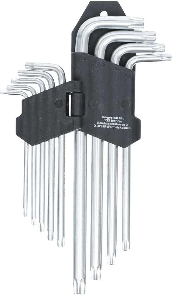Bgs Technic L tipo raktų rinkinys | ilgi | T-Star (Torx) T10-T50 | 9 vnt. (816)