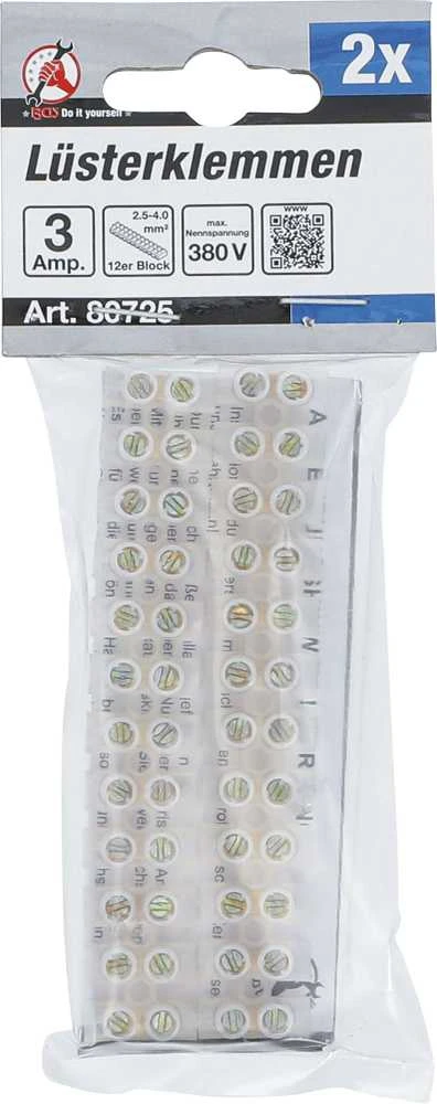 Bgs Technic Laidų tvirtinimo gnybtai | 2.5 mm² | 2 vnt. | 12 vnt. blokelis (80725)