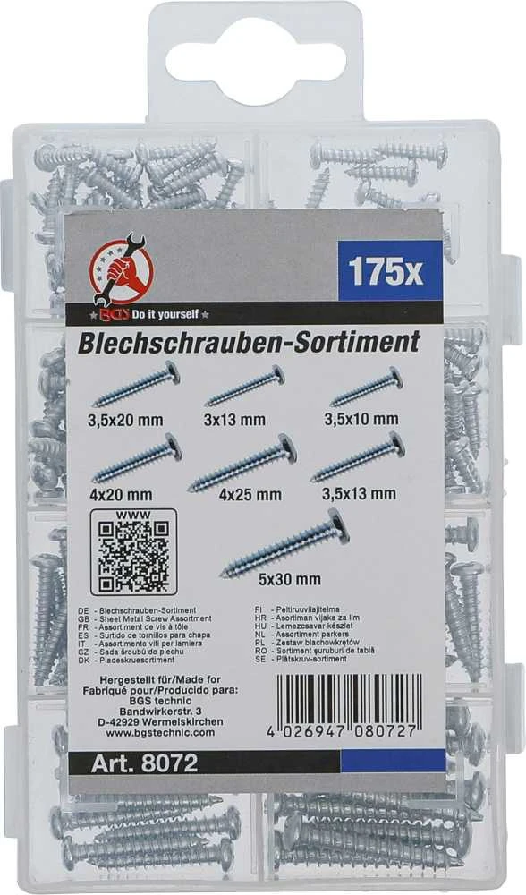 Bgs Technic Lakštinio metalo varžtų asortimentas | 175 vnt. (8072)