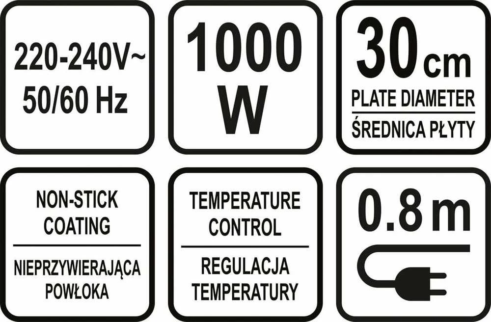 Vaflinė Toya Sa Poland Blynų keptuvė | su nepridegančia kaitinimo plokšte | 1000W (67470)